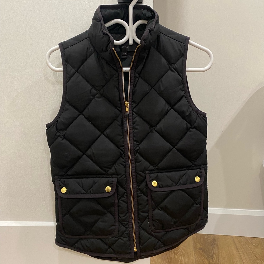 Black Quilted Vest with Gold Accents